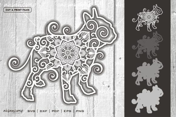 Dog 4 Mandala Vector SVG Multilayer