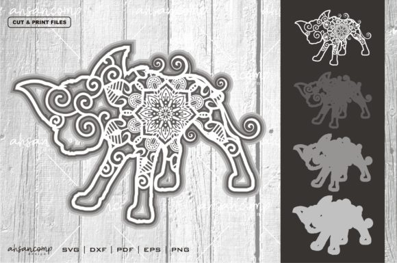 Dog 5 Mandala Vector SVG Multilayer