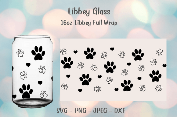 Dog Foot Can Glass Wrap Svg 16oz