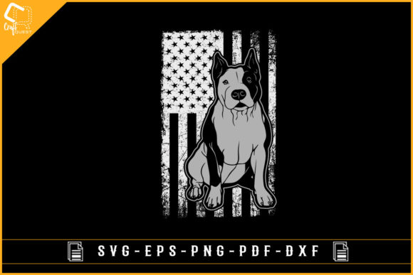 USA Flag with Pitbull Dog Sublimation