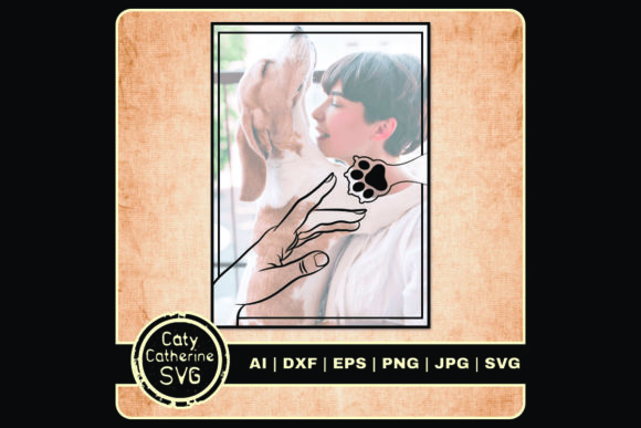 Woman’s Hand Dog Paw Print Photo Frame